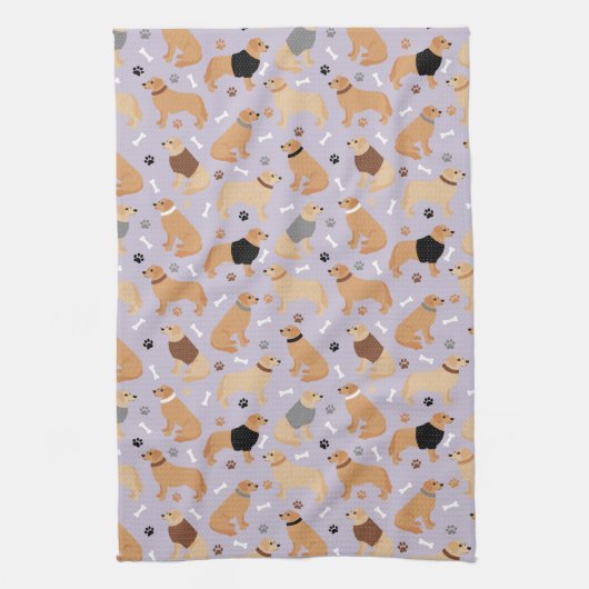 Golden Retriever Botten en Paws Kitchen Towel Theedoek (Verticaal)
