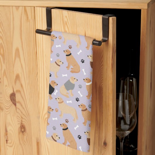 Golden Retriever Botten en Paws Kitchen Towel Theedoek (Derde Gevouwen)