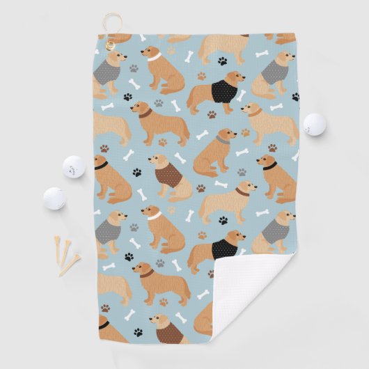 Golden Retriever Botten en pokken Golfhanddoek (Insitu)