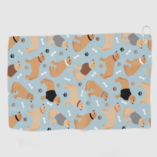 Golden Retriever Botten en pokken Golfhanddoek (Horizontaal)