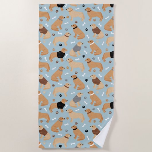 Golden Retriever Botten en pokken Strandlaken (Voorkant)