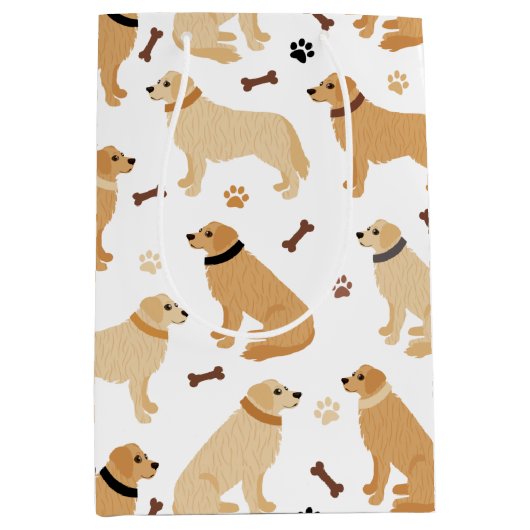 Golden Retriever-Botten en pols Medium Cadeauzakje (Voorkant)