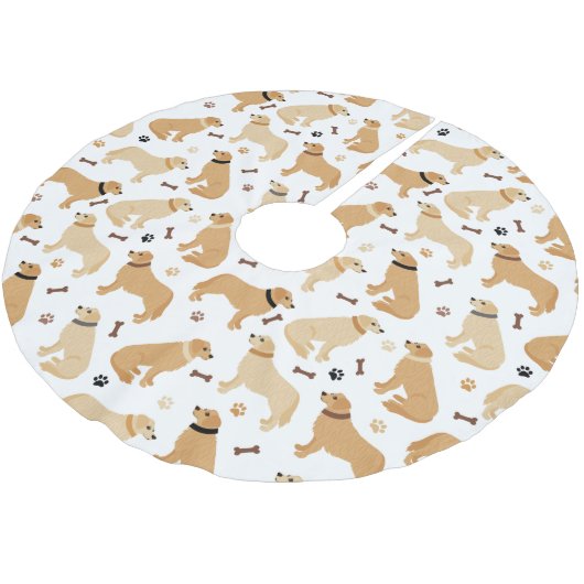 Golden Retriever Botten en poten geborsteld polyes Kerstboom Rok (Gekanteld)