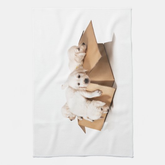 Golden Retriever Box of Fun Theedoek (Verticaal)