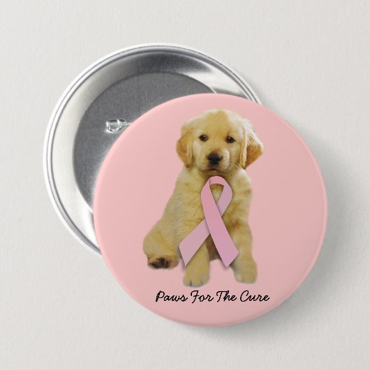 Golden Retriever Breast Cancer Button (Voorkant /achterkant)