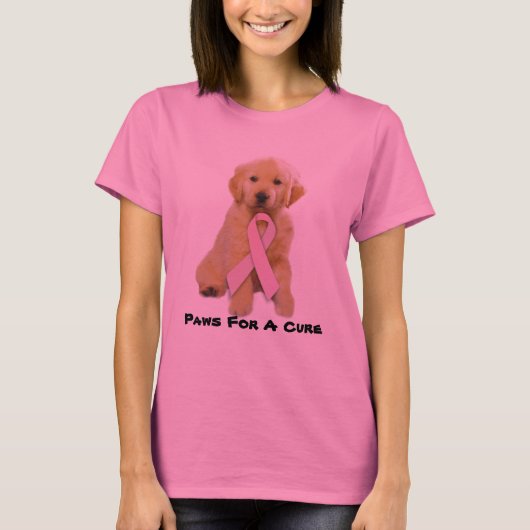 Golden Retriever Breast Cancer Dames T-Shirt (Voorkant)