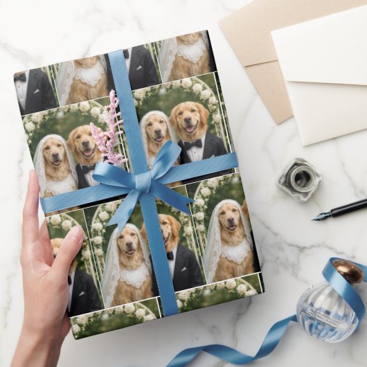 Golden Retriever Bride and Groom Portrait Cadeaupapier (Geschenken)