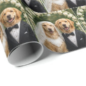 Golden Retriever Bride and Groom Portrait Cadeaupapier (Rol Hoek)