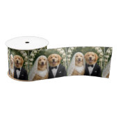 Golden Retriever Bride and Groom Portrait Satijnen Lint (Spoel)