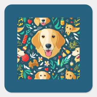 Golden Retriever-briefkaart Vierkante Sticker