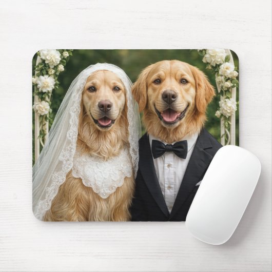 Golden Retriever Bruid en Bruidegom Muismat (Met muis)