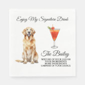 Golden Retriever bruiloft handtekening Drink serve Servet (Voorkant)