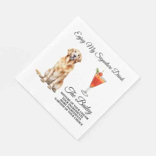 Golden Retriever bruiloft handtekening Drink serve Servet (Hoek)