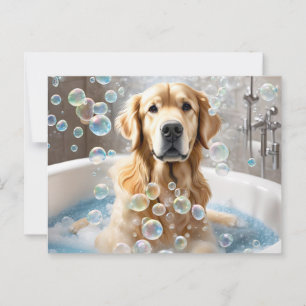 Golden Retriever Bubble Bath Briefkaart