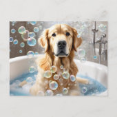 Golden Retriever Bubble Bath Briefkaart (Voorkant)