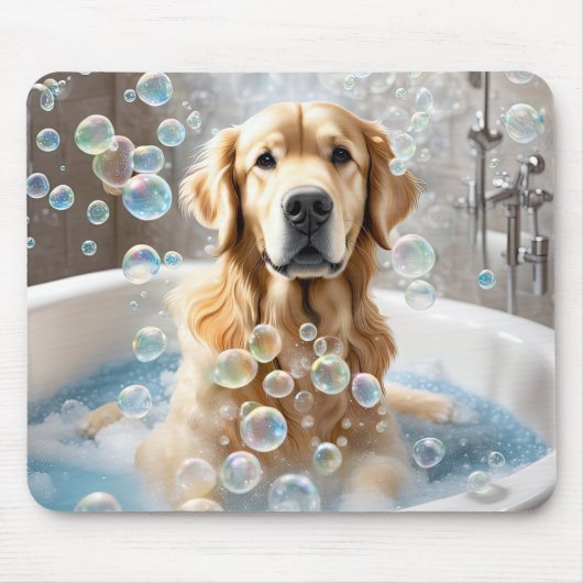 Golden Retriever Bubble Bath Muismat (Voorkant)