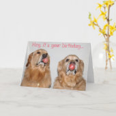 Golden Retriever Bubblegum Birthday Kaart (Gele Bloem)