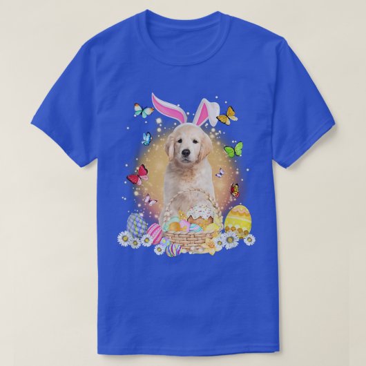 Golden Retriever Bunny Dog met paaseieren T-shirt (Design voorkant)