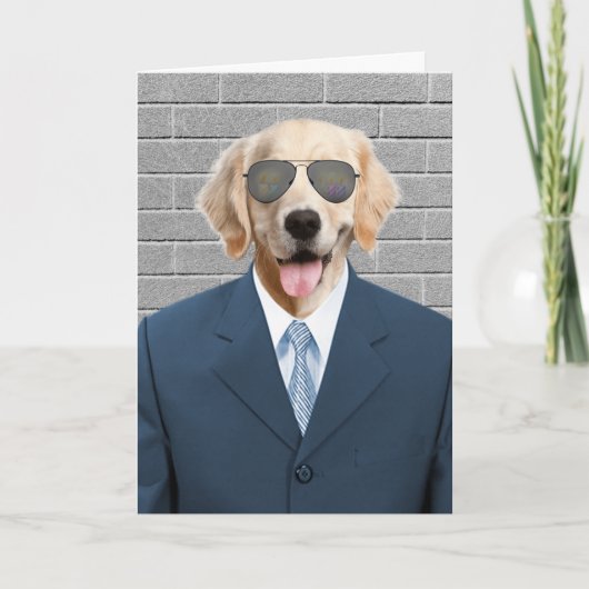 Golden Retriever Business Suit Kaart (Voorkant)