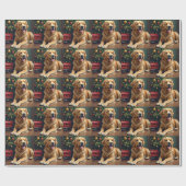 Golden Retriever by the Toy Train Christmas Cadeaupapier (Vlak)