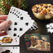 Golden Retriever by the Toy Train Christmas Pokerkaarten (Insitu)