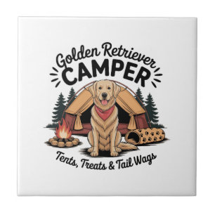 Golden Retriever Camper Tenten, Treats & Kwispelen Tegeltje