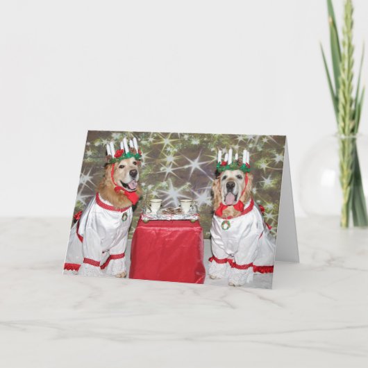 Golden Retriever Candlelight Crown Holiday Feestdagen Kaart (Voorkant)