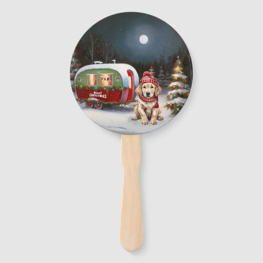 Golden Retriever Caravan Kerstavontuur Handwaaier (Achterkant)