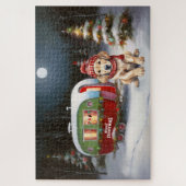 Golden Retriever Caravan Kerstavontuur Legpuzzel (Verticaal)