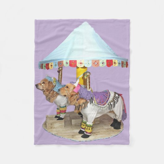 Golden Retriever Carousel Fleece Deken (Voorkant)