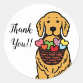 Golden Retriever Cartoon Dank u Ronde Sticker (Voorkant)