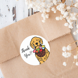 Golden Retriever Cartoon Dank u Ronde Sticker