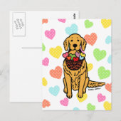 Golden Retriever Cartoon Hearts Briefkaart (Voorkant / Achterkant)