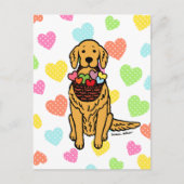 Golden Retriever Cartoon Hearts Briefkaart (Voorkant)