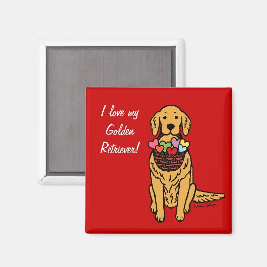 Golden Retriever Cartoon Magneet (Voorkant / Achterkant)