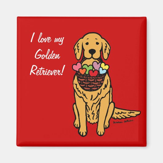 Golden Retriever Cartoon Magneet (Voorkant)