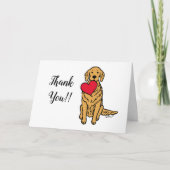 Golden Retriever Cartoon Red Heart bedankt Kaart (Voorkant)