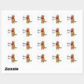 Golden Retriever Cartoon Red Heart Ronde Sticker (Vel)