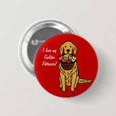 Golden Retriever Cartoon Ronde Button 5,7 Cm (Voorkant /achterkant)