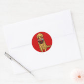Golden Retriever Cartoon Ronde Sticker (Envelop)