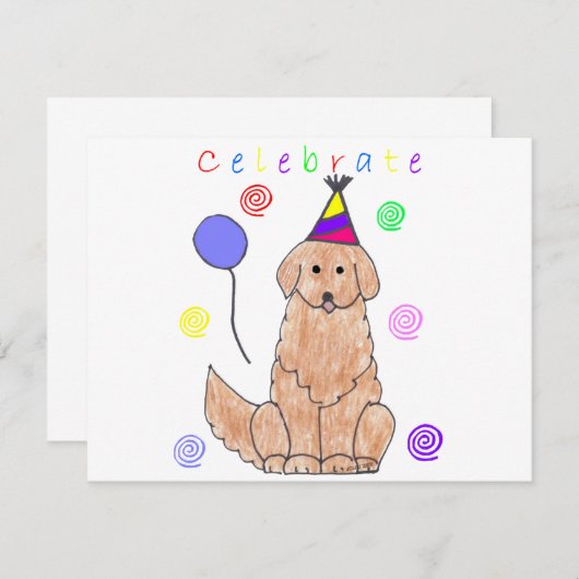 Golden Retriever Celebrate Kaart (Voorkant / Achterkant)