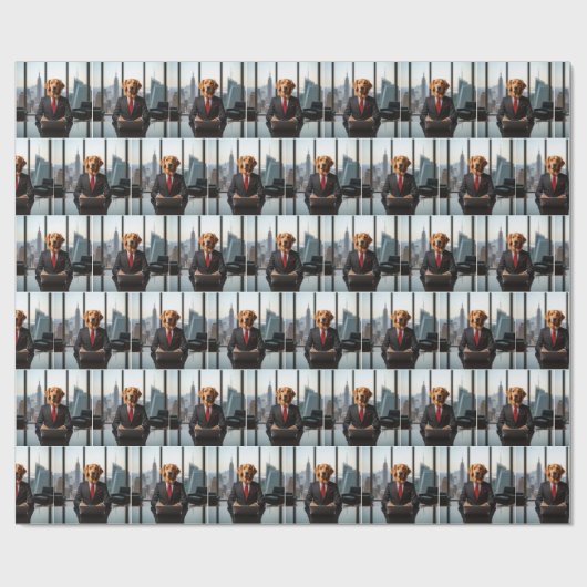 Golden Retriever CEO in een moderne Kantoor Cadeaupapier (Vlak)