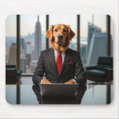 Golden Retriever CEO in een moderne Kantoor Muismat (Voorkant)