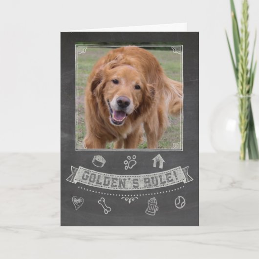 Golden Retriever Chalkboard Verjaardag Kaart (Voorkant)