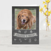 Golden Retriever Chalkboard Verjaardag Kaart (Gele Bloem)
