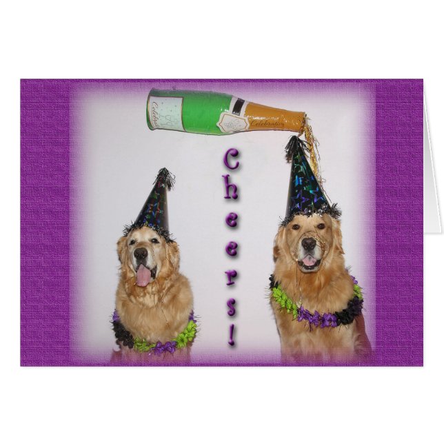Golden Retriever Champagne New Years (Voorkant Horizontaal)