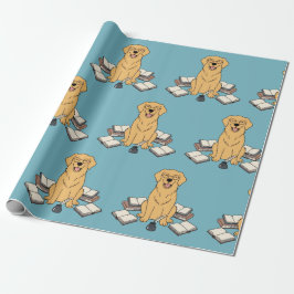 Golden Retriever Chapter One Academic Dog Blue Cadeaupapier