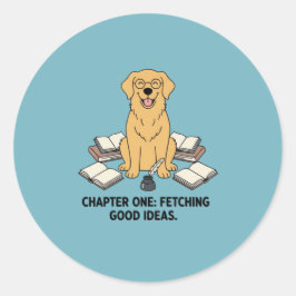 Golden Retriever Chapter One Academic Supplies Ronde Sticker