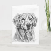 Golden Retriever Charcoal Sketch Kaart (Voorkant)