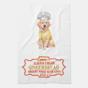Golden Retriever Chef Baking Gingerbread Theedoek